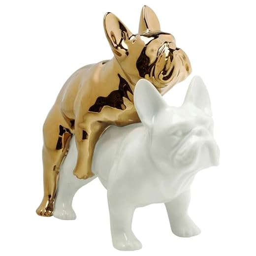 Figurines décoratives Love Dogs, or/blanc, porcelaine - Kare Design