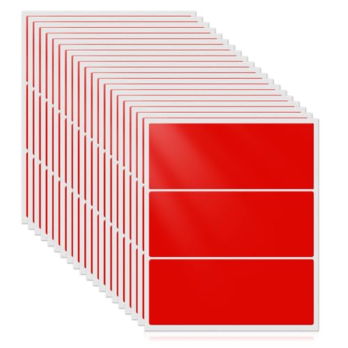 YIKIADA Etiquetas Rectangulares Rojas 102 x 51 mm Etiquetas Adhesivas Autoadhesivas de Almacenamiento Grande Pegatinas Impermeables para Etiquetado de Mermeladas Etiquetas de Dirección Paquete de 60