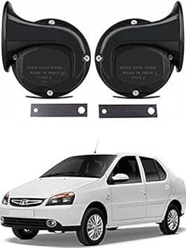EIAC Universal Windtone Jalwa Horn (2 and 4 wheelers), Black color, Heavy plastic body, Set of 2, 12V voltage For Indigo Marine Universal For All Models