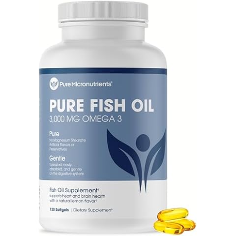Pure Micronutrients - Omega 3 Fish Oil Supplement, EPA/DHA Fatty Acids, 3000mg, Triple Strength Burpless Fish Oil Supplements with Lemon - Heart, Eye, Brain & Immune Support - 120 Softgels Cover