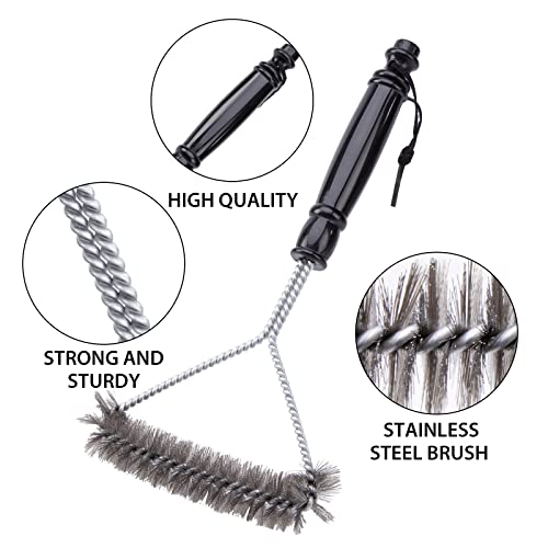 12 Inch 3-Sided Grill Brushes, Bbq Brush Cleaner With Hanging Loop, Stainless Steel Woven Grill Accessories #TOP2