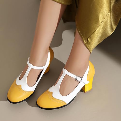 Chaussures Merceditas t-strap rétro Lizoleor à bout rond et talon large - 2