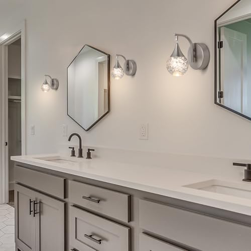 Image of Wall Sconce Indoor, LED Modern Crystal Wall Sconces, Bubble Sconce Wall Lighting for Bedroom Dining Room Living Room Hallway Vanity Bathroom, Nickel