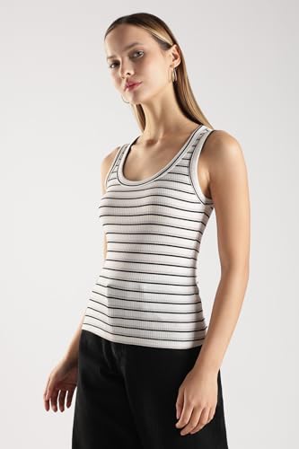 Image of TICKLED PINK Women Ribbed Tank Top Slim Fit Stretch Sleeveless Casual Summer Top