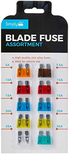 Simply BF819 Alloy Blade Fuse Assortment, High Quality Alloy Blade Fuse, Ideal for Vehicle Use, 10 Pieces and 7 Types 5A 7.5A 10A 15A 20A 25A 30A Multi-Function Car fuse, Set of 10