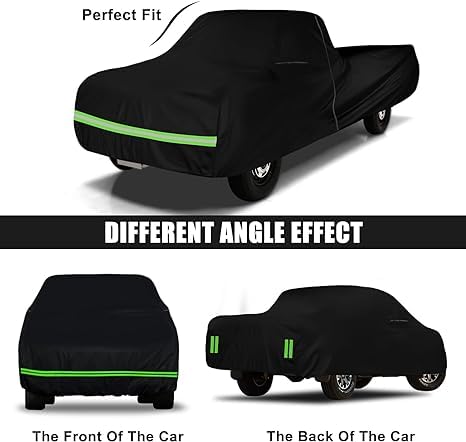 Image of Waterproof Car Cover Compatible with Chevrolet C10 /20 K10 /20 1960-1987 Standard Cab Long Bed Accessories, 420D All Weather Car Covers with Zipper&Lock for Car Dust Snow Rain Hail Protection