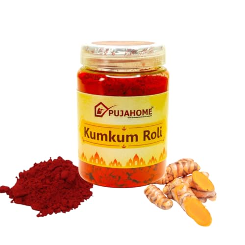 Image of Pujahome Pure Haldi Kumkum - 100gm Roli for Pooja, Tilak & Traditional Rituals | Natural Herbal Kumkum Powder for Mandir & Festival Use