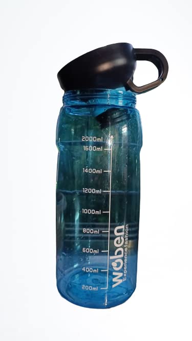 Image of Original Woben Leak proof BPA-Free Reusable Plastic Fitness Sports Water Bottle, (Random Colour, Large Capacity 2 L) 1 pcs