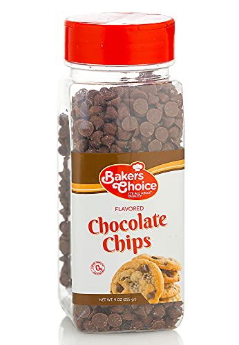 Chocolate Flavored Chocolate Chips – Baking Ingredient, Topping And Decoration Candy For Ice Cream, Desserts And Baked Goods, Non Dairy, Kosher - 9 Oz. - Baker’s Choice #TOP24