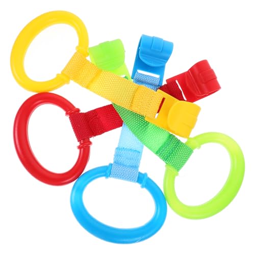 Hohopeti Crib Pull up Rings 4 Colors Each 2 Pieces Baby Stand up Assist Crib Accessories Pull up Ring
