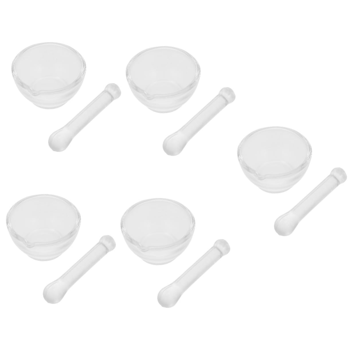 iplusmile 5juegos Mortero y Pilón De Vidrio Para Laboratorio Base Estable Para Experimentos Químicos y Cocina Fácil De Limpiar Material Resistente