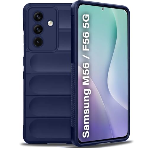 Image of TheGiftKart Liquid Silicon Back Cover Case for Samsung Galaxy M56 5G / F56 5G | Shockproof Military Grade Protection | Micro-Fibre Cloth On Inner Side | Anti-Slip Grip Back Cover Case (TPU, Blue)