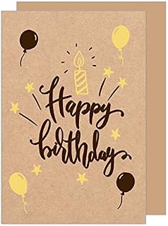 Edition Seidel Premium Birthday Card on Kraft Paper with Gold Embossing and Envelope Greeting Card Billet Birthday Happy Birthday Man Woman Sayings Card (G3204 SW022)