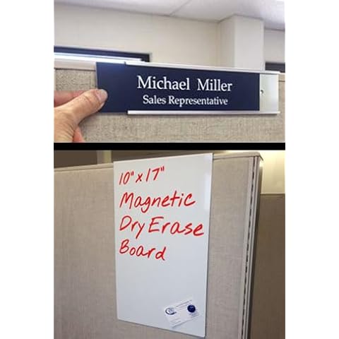 Cubicle Magnetic Dry Erase Board & Nameplate Holder Combo (10" x 17" x 2.5") Cover