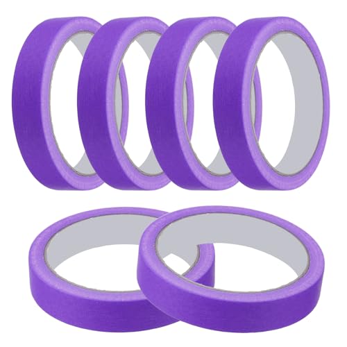 Image of MECCANIXITY Masking Tape 0.7 Inch x 21 Yard Painters Tape Adhesive Paint Tapes for DIY Crafts Arts Wall Painting Labeling Car Home Office Decoration, Purple, Pack of 6