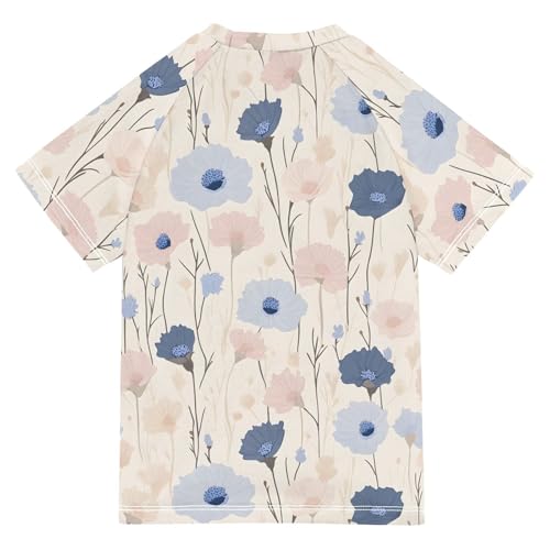 ALAZA Kids Rash Guard Girls Toddler Swim Shirts Short Sleeve Pastel Flowers UPF 50+ 3T2