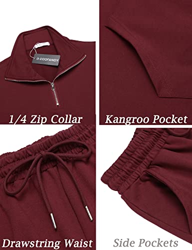 Coofandy Men's 2 Piece Warm Up Suit 1/4 Zipper Jogger Suits Set Sports Tracksuit #TOP4