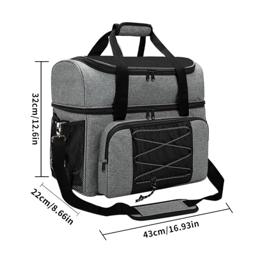 XOZIFY ボウリング バッグ 2個用 ボウリングボールバッグ 携帯便利 耐久性に 大容量 アウトドアスポーツ用 ボール収納袋 ダブルボール用 携帯用ストレージバッグ (グレー)