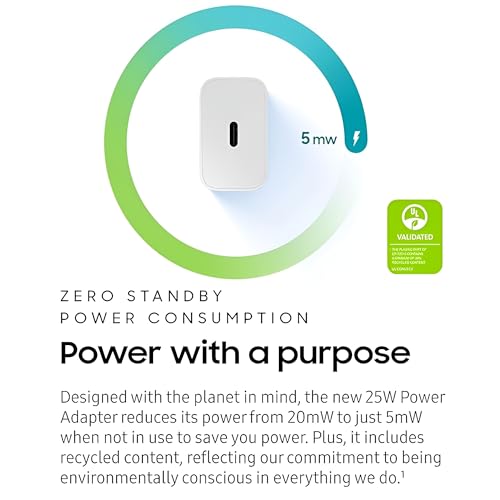 Image of 25W Type C (New 2025 Model) Super Fast Samsung Charger, with USB C to C Pin Cable for Galaxy A16|F16|M16|A06, F06|M06|A15|F15|M15|F05|M05|M35|F35|A35|A14|F14|M14|5G, 25-watt Charging Adapter
