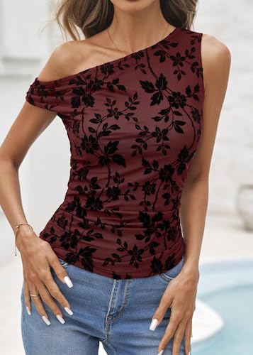 Save on Lazysmile Women's Floral Off Shoulder Mesh Tank Top - Image 6