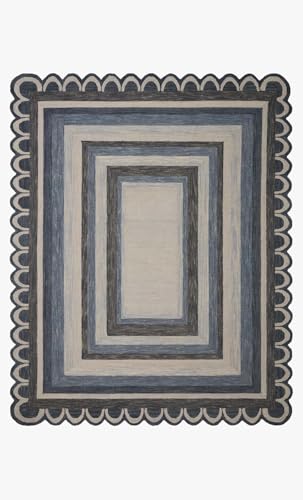 Image of Modern Irregular Shape Pattern Wool Carpet with Loop Texture Yarn Anti Shedding Carpet Size 8x10 Feet B2 Grey Multi Color