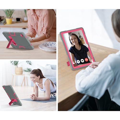 Meifei Case for Galaxy Tab A9 Plus + 11 inch (2023), High Impact Protective Heavy Duty Shockproof Kickstand Cover for Samsung Galaxy Tab A9+ Plus 11" Model (SM-X210/X215/X216), Gray+Rose Red - image 5