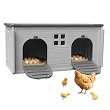 CSQOO Plastic Chicken Coop with 2 Holes, Large Outdoor Nesting Box for Laying Eggs, Waterproof Chicken House, Easy Assemble & Clean for Duck Rabbit Poultry Shelter