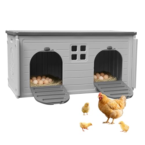 CSQOO Plastic Chicken Coop 2 Holes, Large Outdoor Nesting