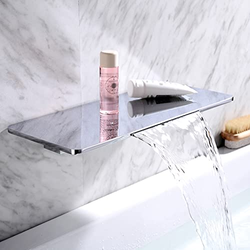 Robinet bec-carré mural pour baignoire avec jet cascade relaxant chrome - 3
