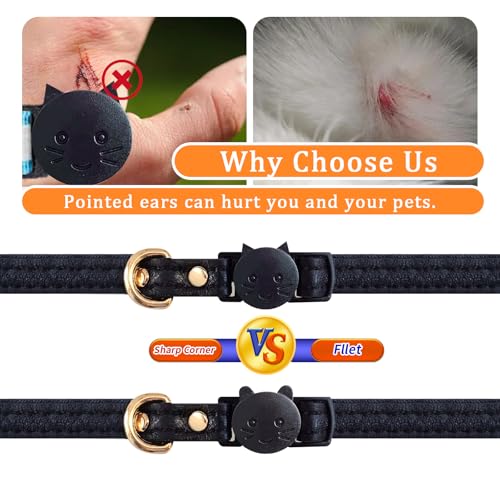 Collier de sécurité en cuir noir pour les explorations du chat - 3