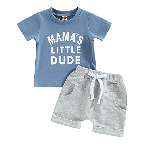 Image of BemeyourBBs Toddler Baby Boy Summer Clothes Funny Letter T Shirt Elastic Waist Pockets Shorts Set 2 Piece Outfit