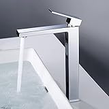 Decaura Wasserhahn Bad Hoch Waschbecken Armatur Quadrat Badarmatur aus Messing, mit 248mm Auslaufhöhe für Aufsetzwaschbecken