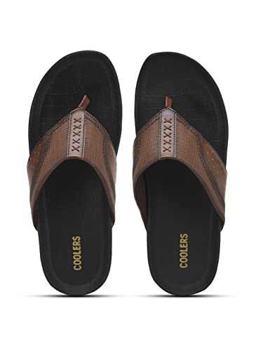 Image of Liberty Coolers Fast-2 Casual Slipper for Men - Black & Tan | Slip-on /Flats Slippers - Durable and Lightweight | Comfortable and Soft Outsole for Everyday Wear - Cushioned Footbed | Home Footwear