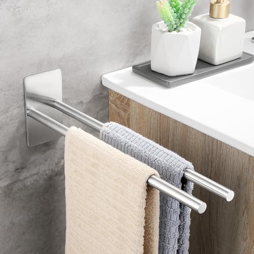 OETAMS Porte-serviettes mural sans perçage en acier inoxydable 304 - Solide - À bras unique - Argenté brossé