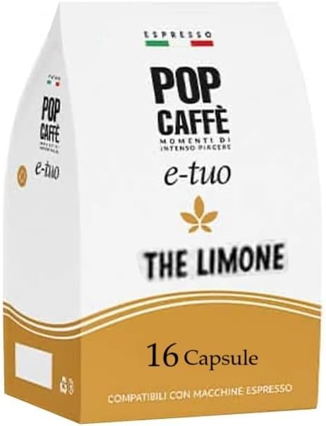 96 Capsule Caffè Pop E-TUO Bevanda Tè Al Limone solubile Compatibili con Aroma Vero, Fior Fiore, Lui l' Espresso e Martello Thè Al Limone