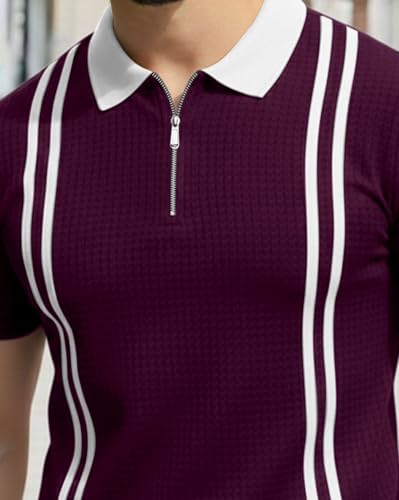 Image of AUSK Men Casual T-Shirt, Texture Printed Half Sleeve Tshirt for Mens, Polo Tshirt for Boys