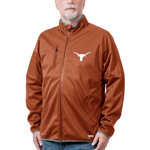 2Bhip NCAA Texas Longhorns Adult Mens College Burnt Orange Mock Neck Softshell Full Zip Coat Jackets