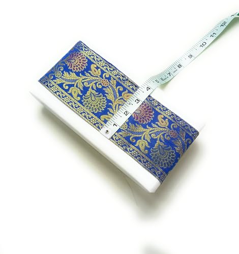 Image of Brocade Ethnic Work 9 Meter Laces and Borders Material for Dresses, Sarees, Lehenga, Suits, Blouses, Dupatta, chunri and Crafts (Royal Blue)