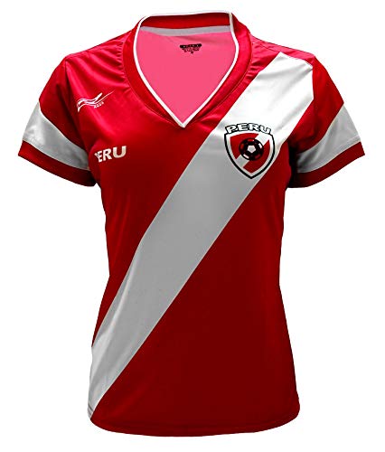 ARZA Peru Women Soccer Jersey Color Red 100% Polyester (US, Alpha, Medium, Regular, Regular, Red)