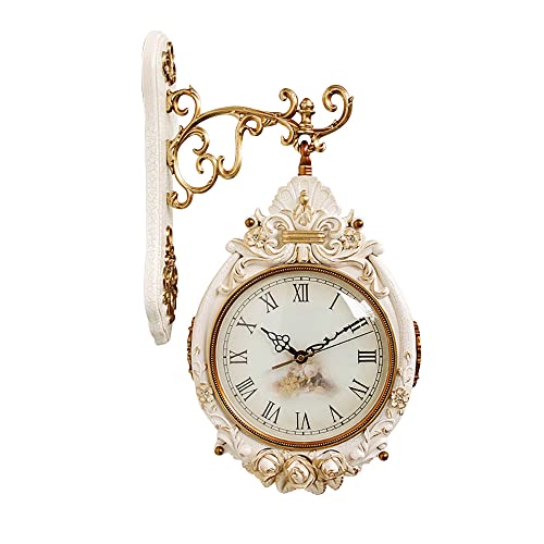 Reloj de pared doble cara redondo 7.5 pulgadas color crema miniatura 1