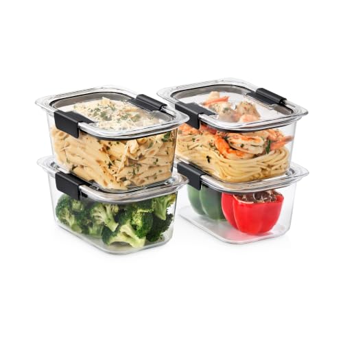 Rubbermaid Brilliance BPA Free Airtight Food Storage Containers with Lids, Set of 4 (4.7 Cup) Ideal for Lunch, Meal Prep, and Leftovers