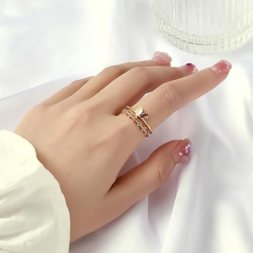 Image of SALTY Anti Tarnish Majestic Stone Crown Finger Ring for Women | Adjustable Fancy Jewellery Design | Fashion Accessories for Girls | Minimal Jewelry | Ideal for Gifting | Marriage, Birthday | Gift for Valentine Day
