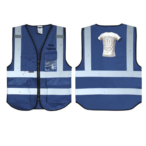 Gilet de sécurité haute visibilité Preston Salzmann football blanc et bleu marine pour supporter