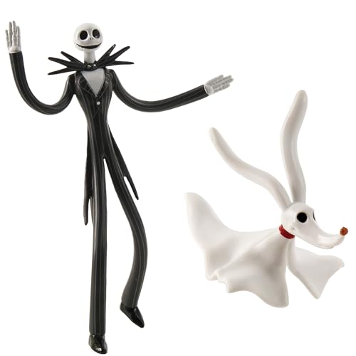 FleXfigs: Nightmare Before Christmas - Jack & Zero - 2 Character Pack - Articulated Action Figures, Flex It - Pose It!, Toy Miniatures, Kids Ages 3+