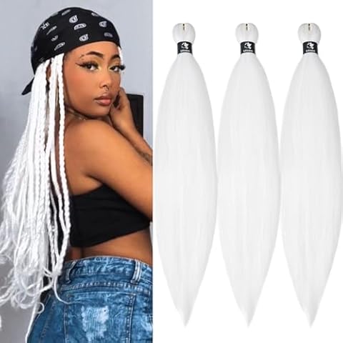 UPruyo White Braiding Hair 26 inch Cover
