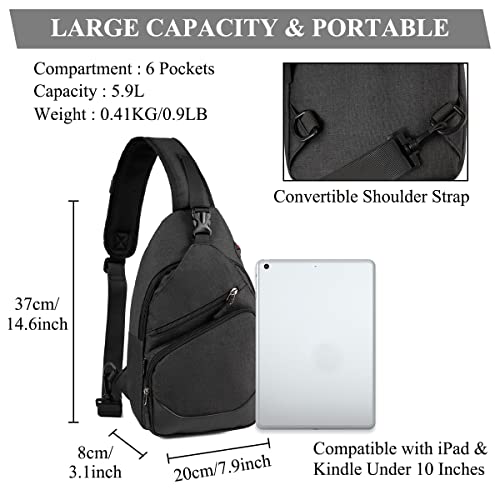 Bolsa de Tiracolo para Homem Mulher, VASCHY Uma Alça Sobre o Ombro Transversal Mini Mochila no Peito