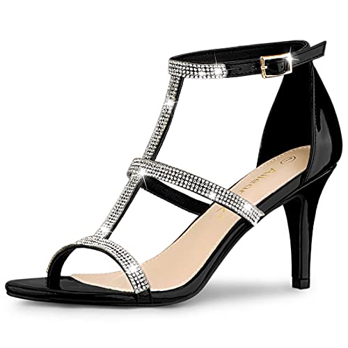 Allegra K Women's Rhinestone Ankle Strap Stiletto High Heel Sandals
