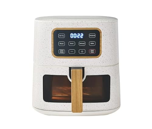 Fast Pioneer Woman 5.8-Quart Digital Air Fryer with Touchscreen and Nonstick Basket, Linen Speckle – Oil-Less Cooking for Crispy Results