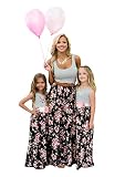 DIACACY Mom and Daughter Round Neck Beach Casual Dress Striped Polka Dot Dress Parent-Child Fancy Ma