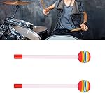 Jeanoko 2PCS Orff Drum Sticks, Mallet and ainbow, Improve Music Perception Drum Sticks Hand Percussion Rainbow Color Exercise Arm Strength for Children Adults for Stage Shows